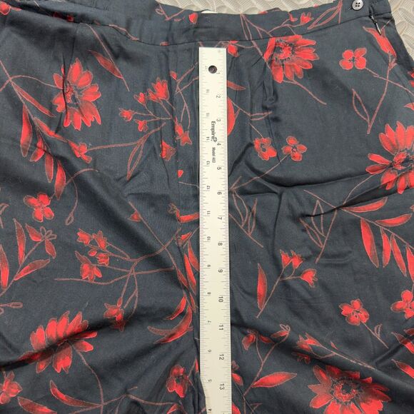 Coldwater Creek Pants Womens Large Black Red Floral Lightweight Side Zip - Picture 8 of 8